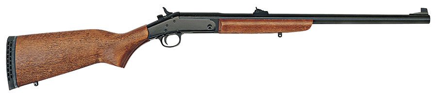 A brown and black rifle