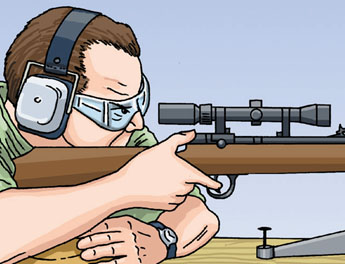 man aiming rifle illustration