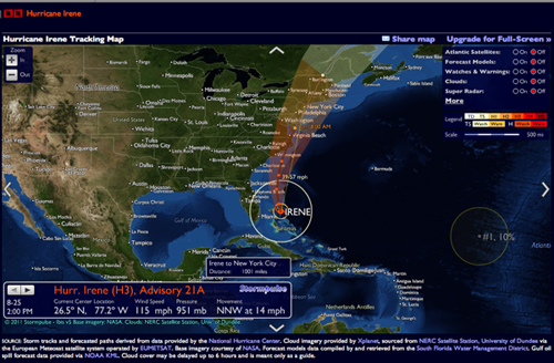 Track Hurricane Irene with Stormpulse