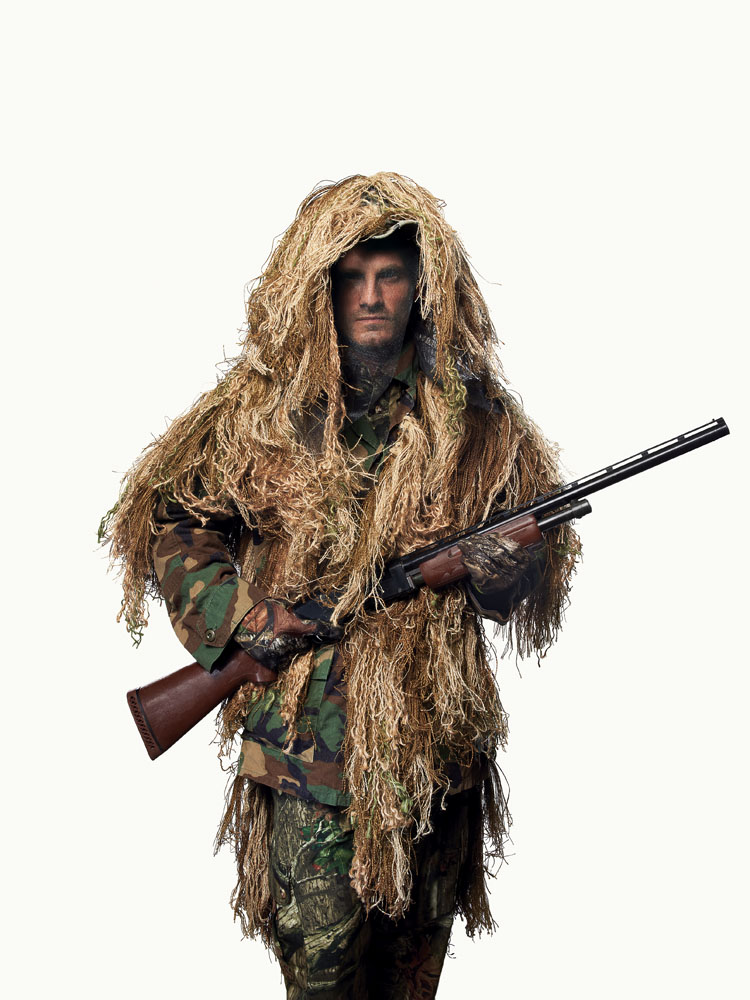 Commercial two-dimensional camouflage is great for blending into a variety of backgrounds, but it does nothing to offset your most game-spooking signature: your silhouette. Veteran hiders--military snipers, undercover surveillants, and hard-core hunters among them--rely on 3-D camouflage, entire suits made of billowy material that blurs their outline and allows them to disappear in plain sight. These suits are derived from those created by early Scottish game keepers, called ghillies. Make your own in one day with an old jacket, burlap, netting, dental floss, sewing needles, and glue.