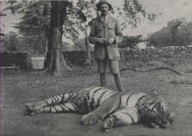 Legendary Hunter Jim Corbett with tiger