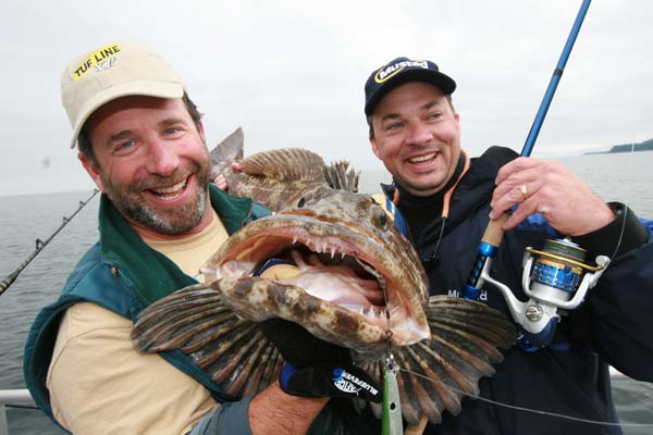 All smiles! Lingcod have a mouth that means business. Photo by Doug Olander
