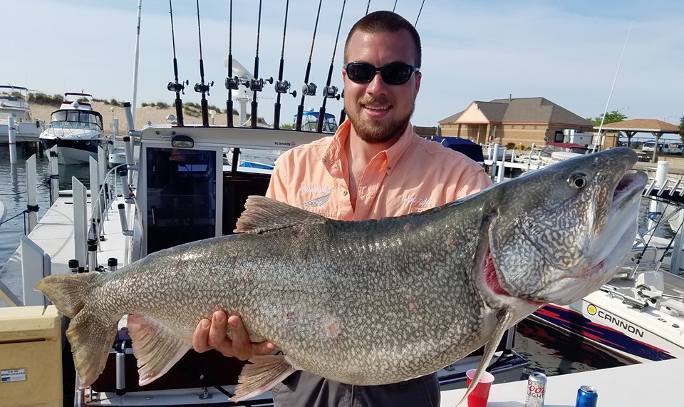 state record lake trout, indiana state record lake trout, state record fish, record lake trout, tyler kreighbaum