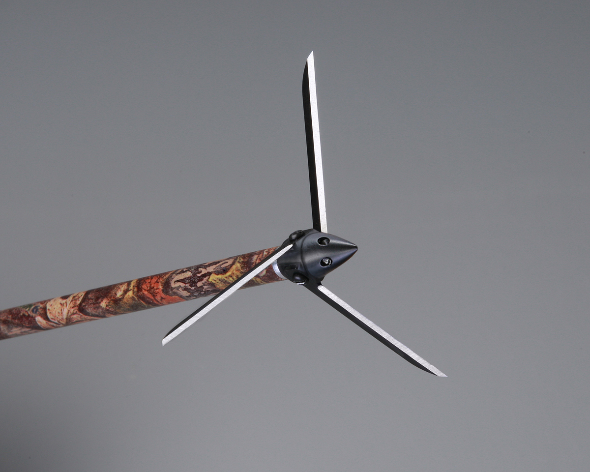 <strong>MAGNUS BULLHEAD</strong> The Bullhead broadhead from Magnus Archery is another fine example of a great turkey hunting broadhead. The Bullhead can be used for turkeys and other small game. The Bullhead has 3 long offset blades that help increase the arrows' accuracy in flight. The blades on the Bullhead are an impressive .048-inch thick stainless steel. The Bullhead is available in two sizes--a 100-grain model that has a 2 ¾-inch cutting diameter that can be used to take neck and body shots and a 125-grain model that has an impressive 4-inch cutting diameter designed especially for head and neck shots. I think the 100-grain model is a great option. With a 2 ¾-inch cutting diameter, there is plenty of wiggle room if your shot isn't perfect and you can take a body shot if the tom doesn't present you with a good head shot.