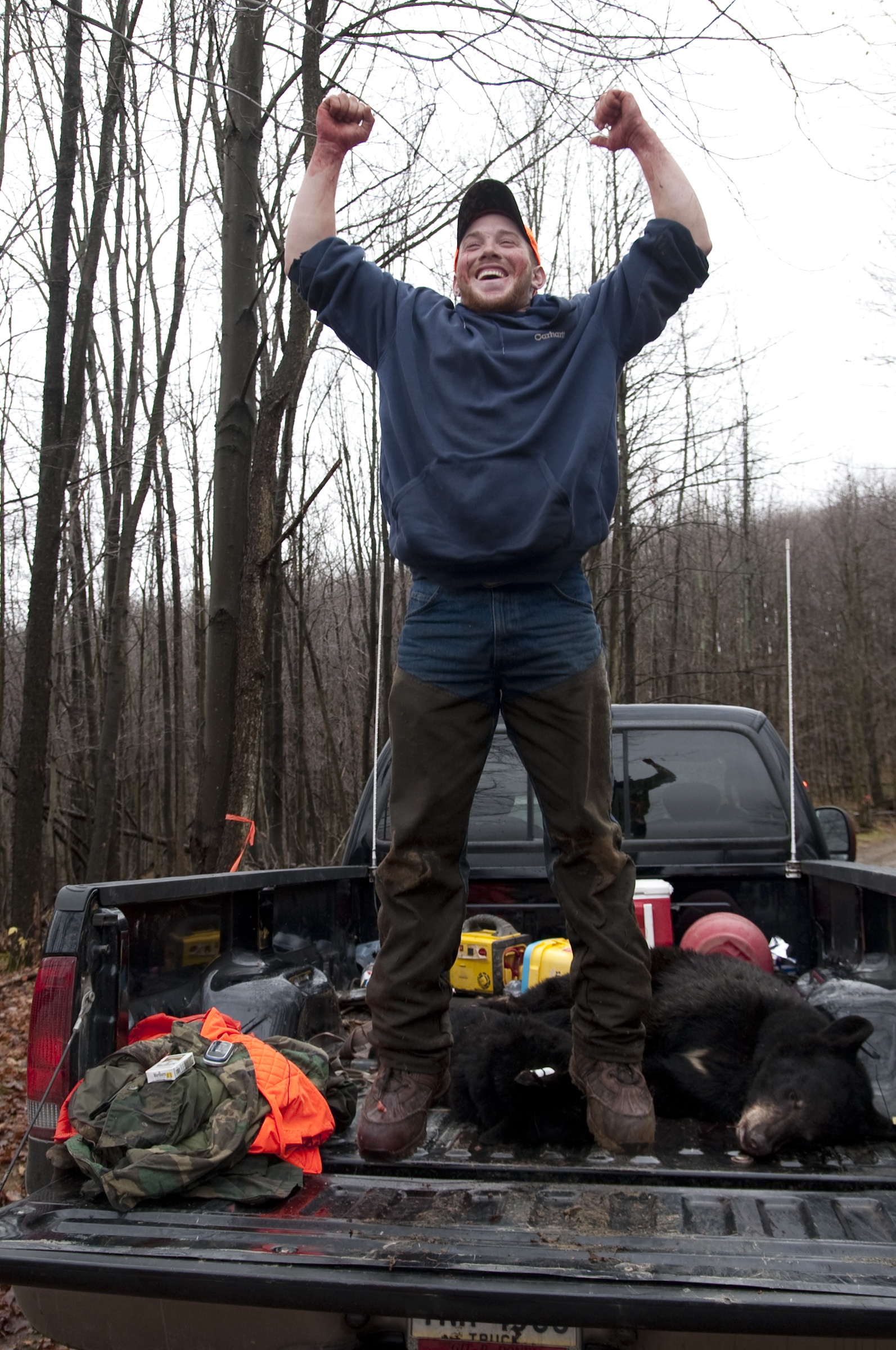 Matt Heinaman couldn't hide his enthusiasm after taking his first-ever black bear.