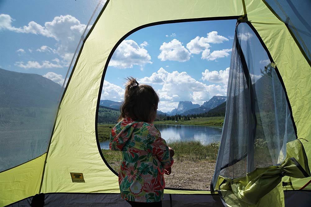 girl in tent at upper green river