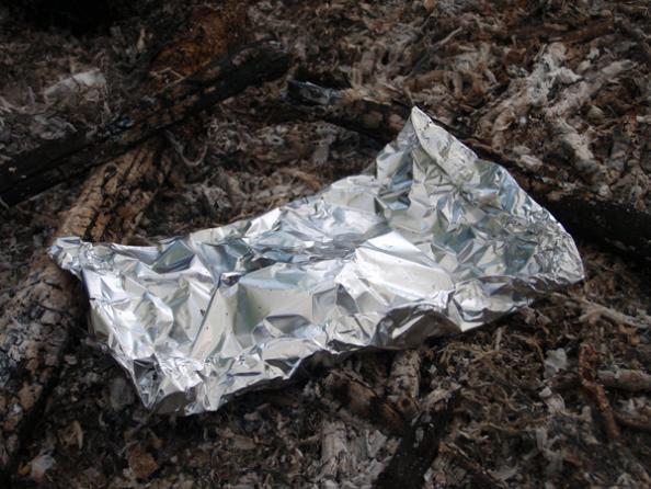 foil pouch on the fire