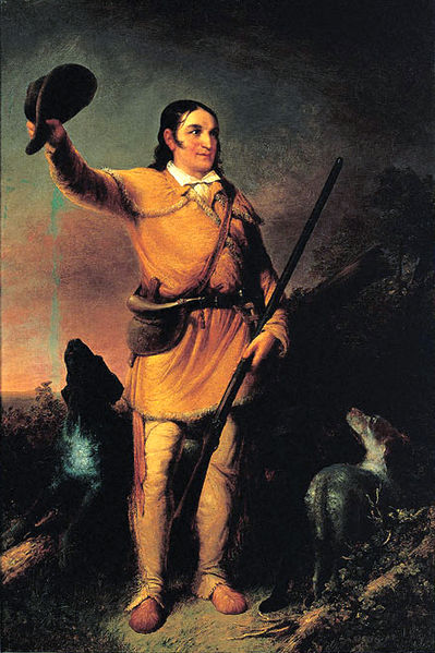 A painting of legendary hunter Davy Crockett