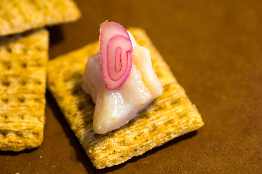 pickled pike on a cracker