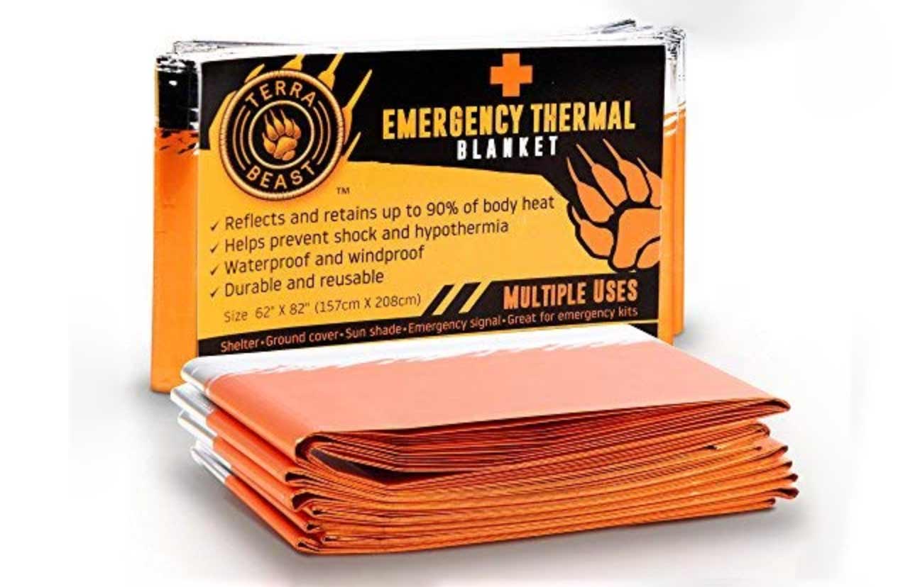 an orange emergency thermal blanket