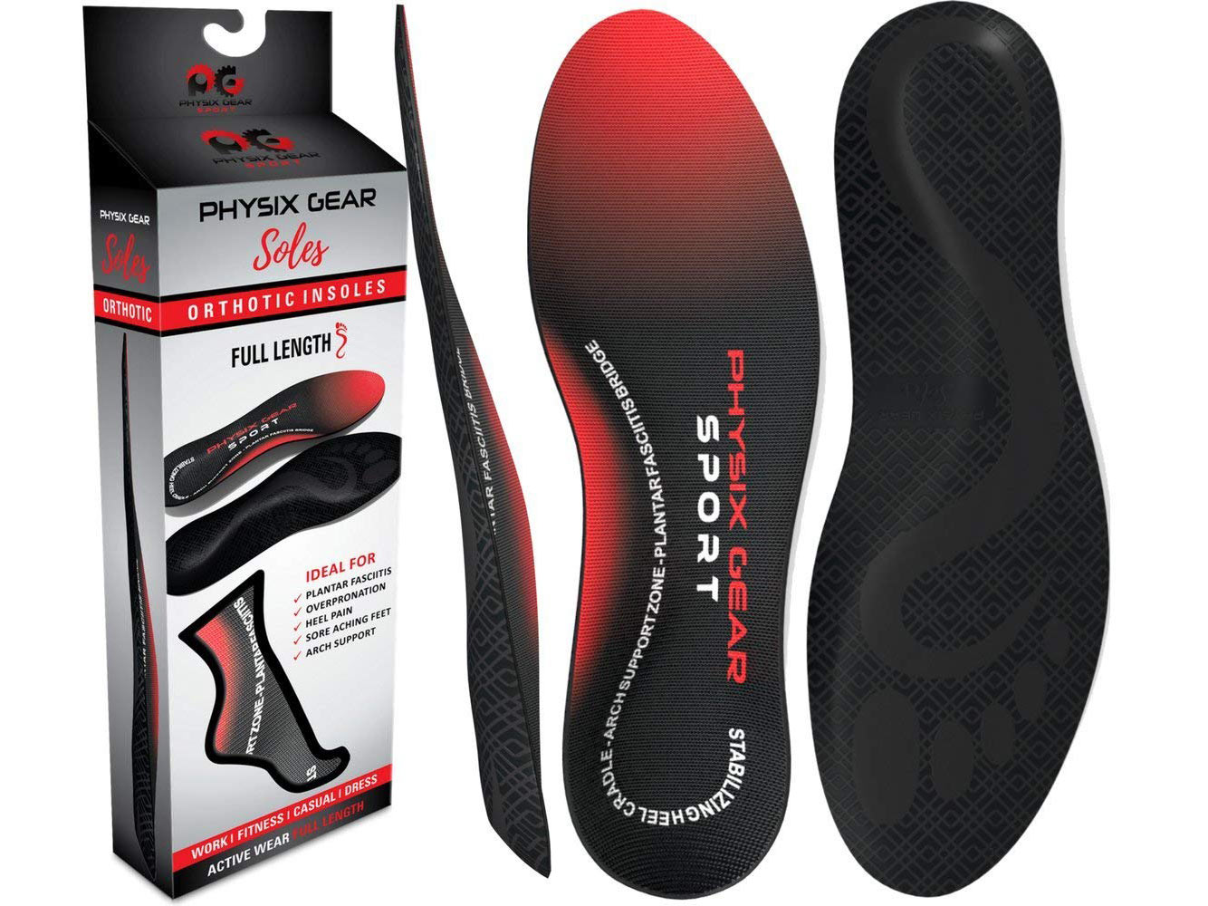 Physix Gear Sport Full Length Orthotic Inserts with Arch Support