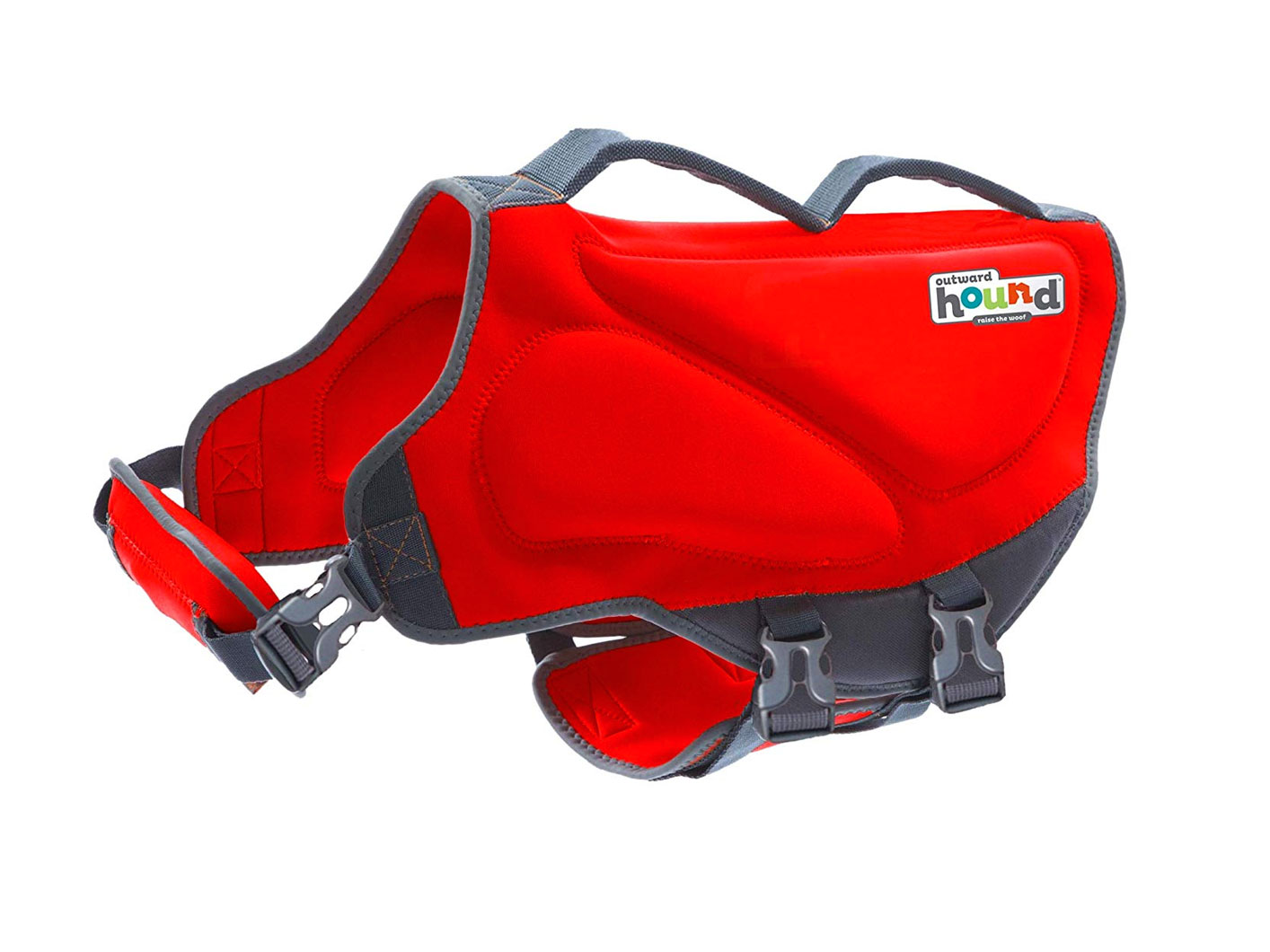 Outward Bound red doggie lifevest with handles