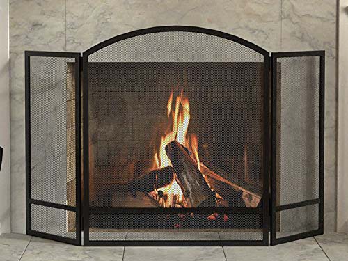 Panacea Products 3-Panel Arch Screen with Double Bar for Fireplace, 29 Inch