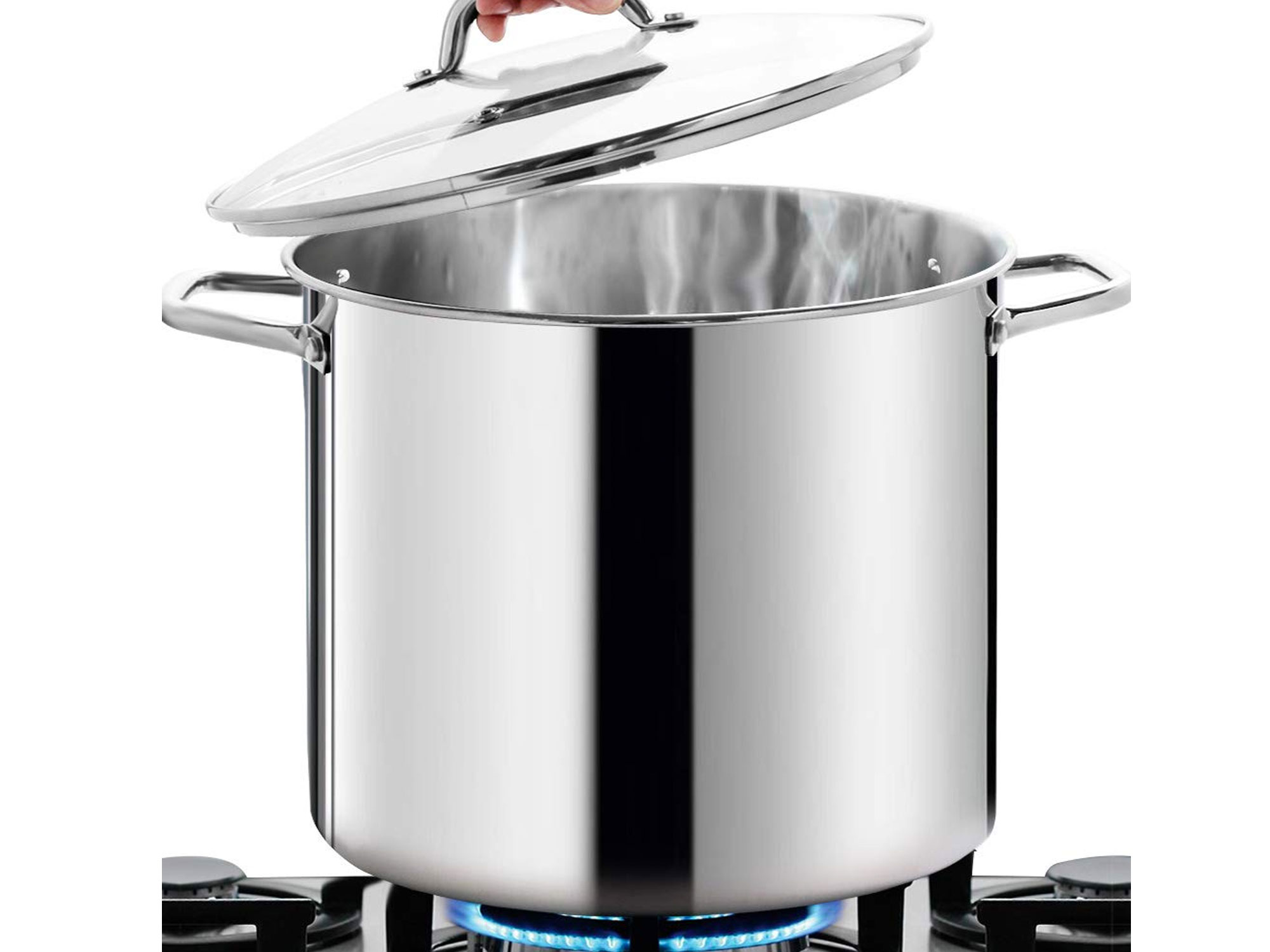 Homichef stainless steel stock pot with lid