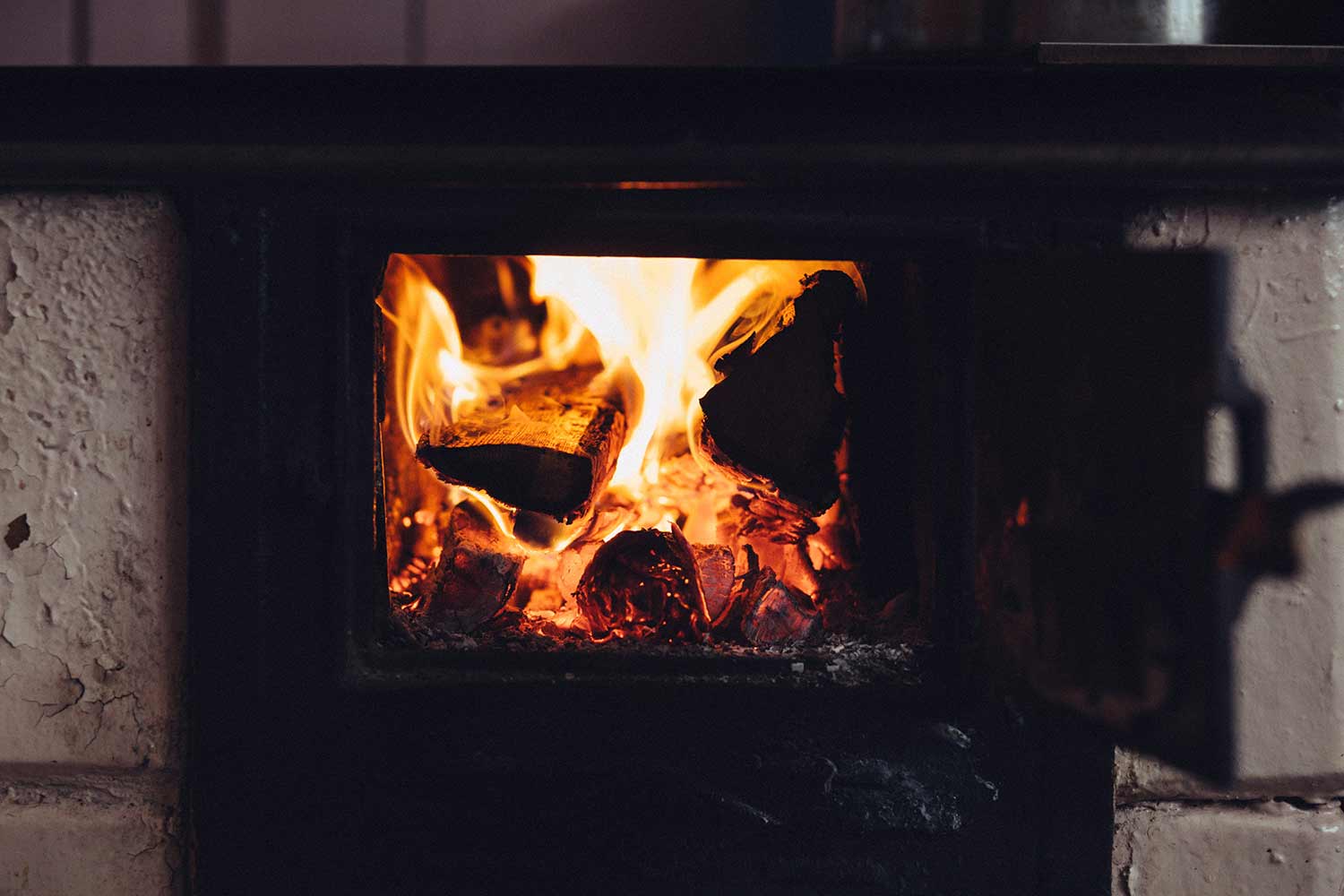 a wood-burning stove