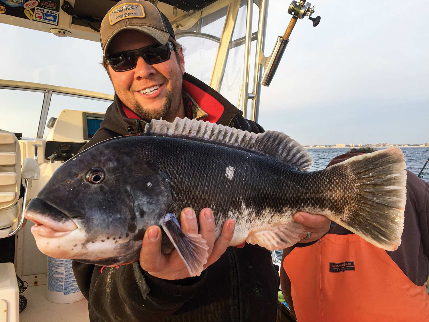 Joe Cermele holding a blackfish caught off the New Jersey coast.