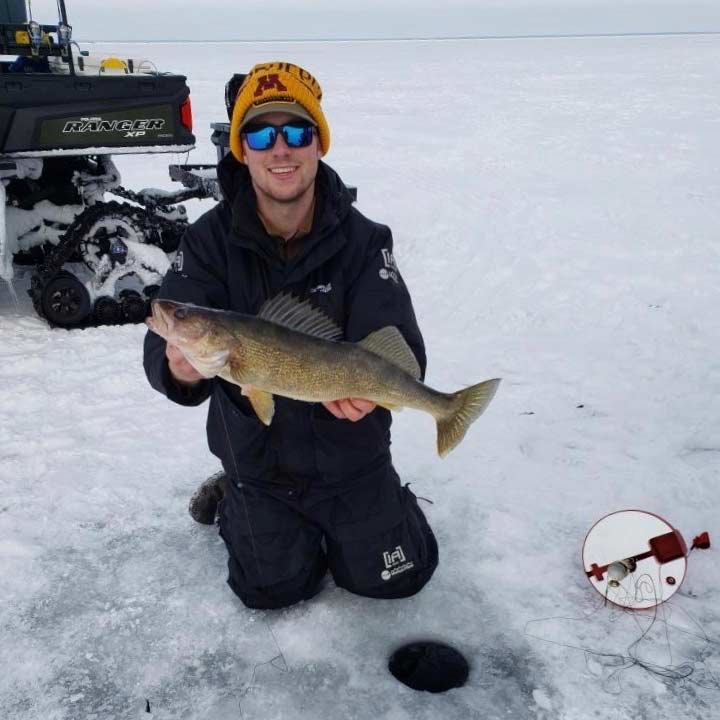 Tip-ups and deadsticks with live bait bring walleyes topside during midwinter.