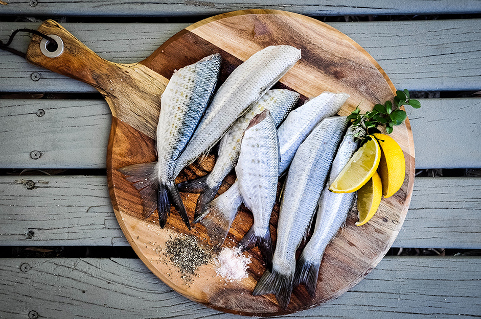 fish on a wooden board