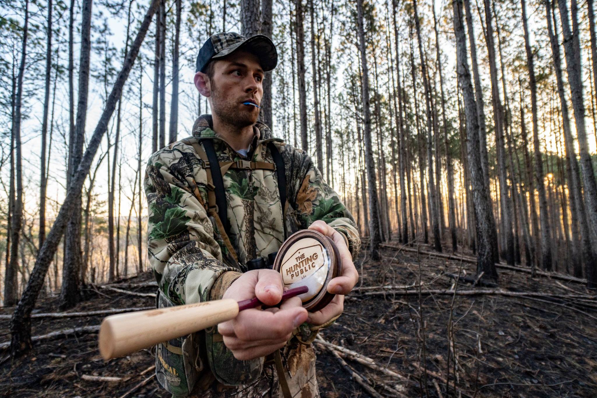 Aaron Warbritton of The Hunting Public working a pot and peg style call.