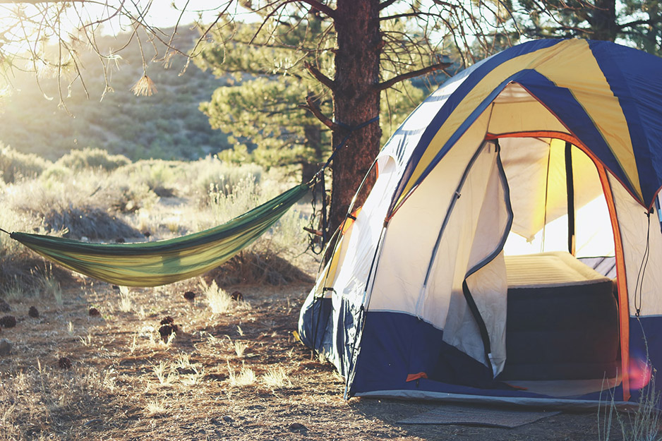 camping tent and hammock