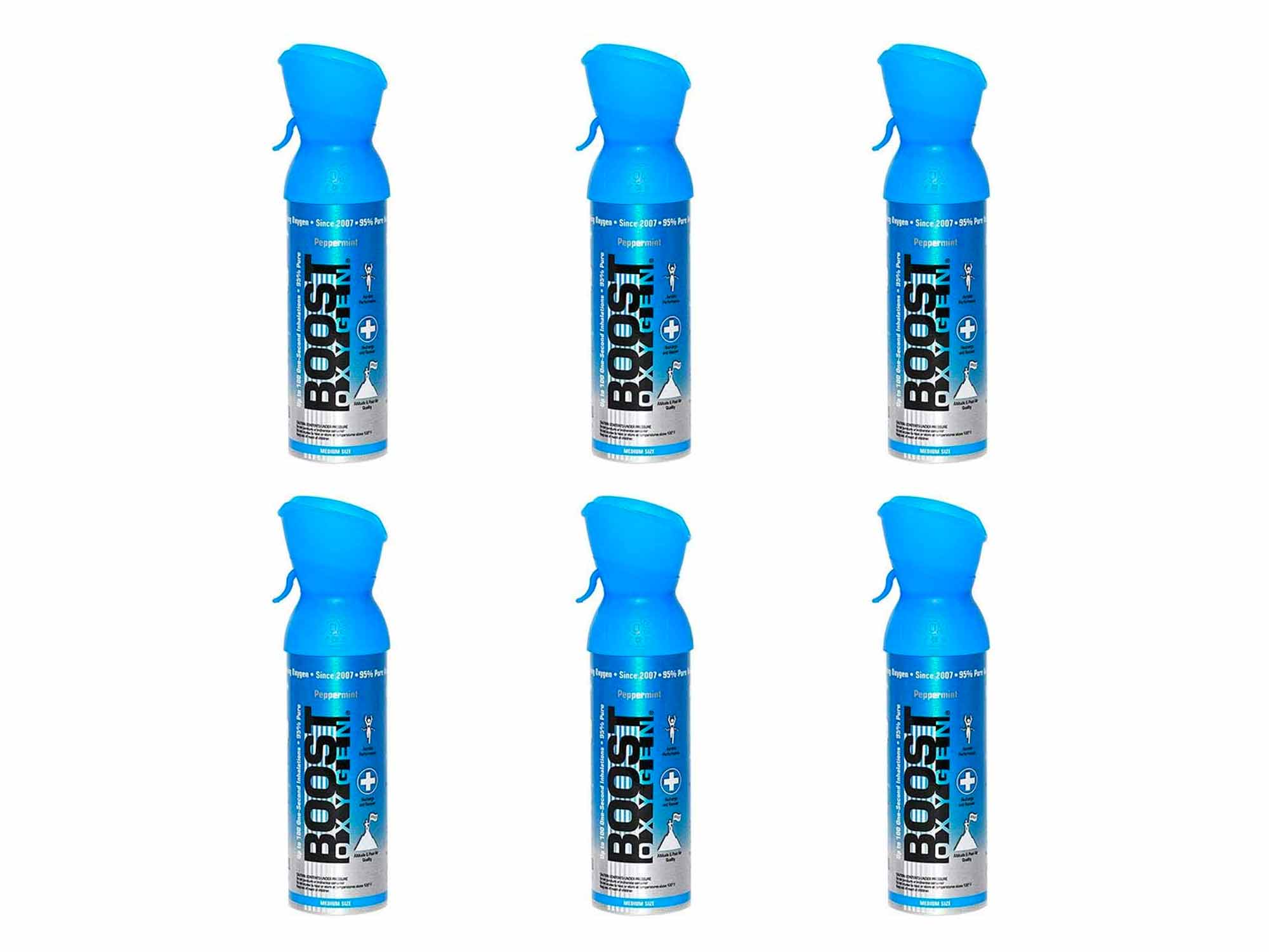 Boost Oxygen Supplemental Oxygen to Go | All-Natural Respiratory Support for Health, Wellness, Performance, Recovery and Altitude (5 Liter Canisters, Peppermint, 6-Pack)