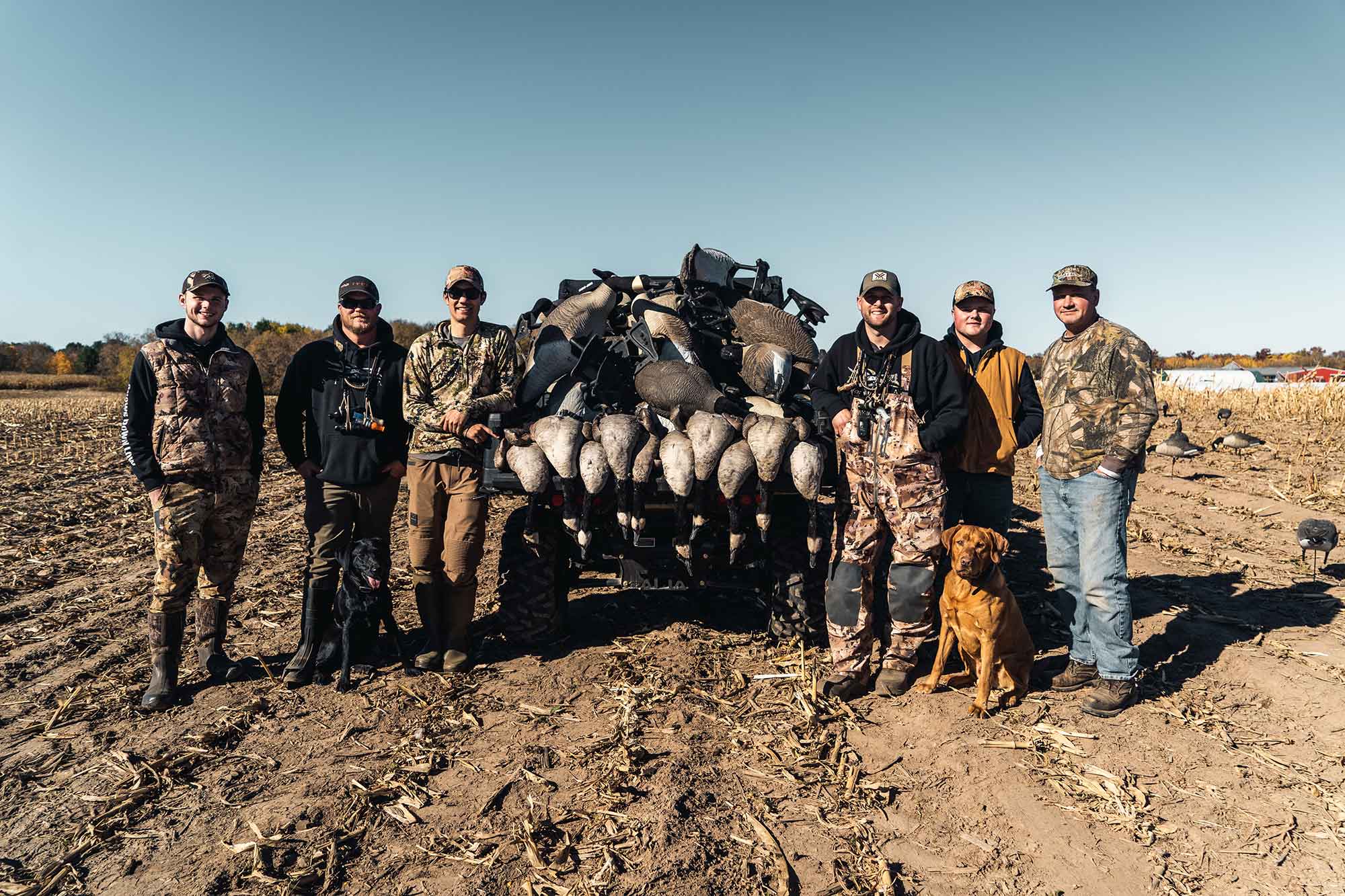 Cole Fabro (second from right) and his crew of buddies after a successful hunt.