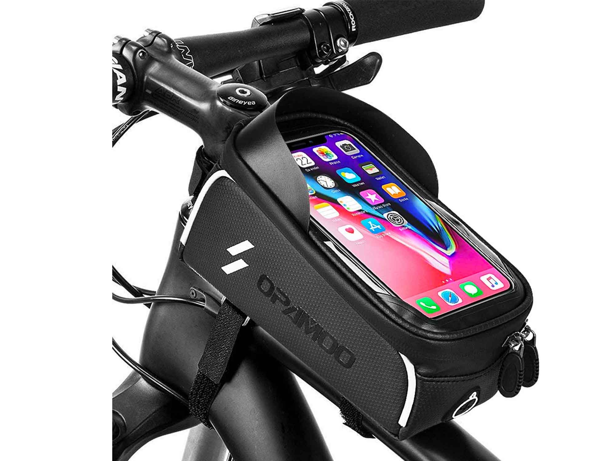 Bike Phone Front Frame Bag - Waterproof Bicycle Top Tube Cycling Phone Mount Pack Phone Case for 6.5’’ iPhone Plus xs max
