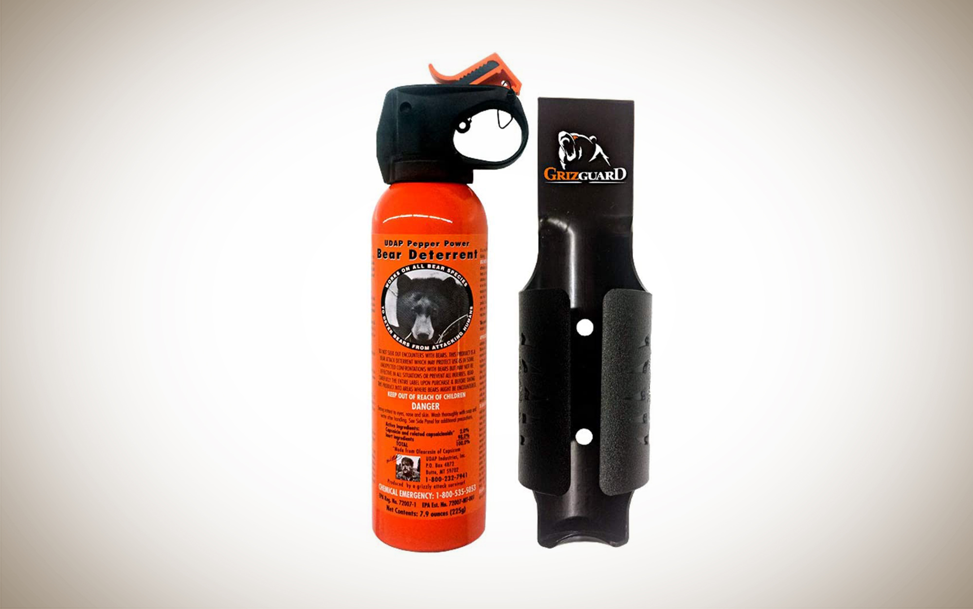 Udap Bear Spray is easy to carry with you on your belt.