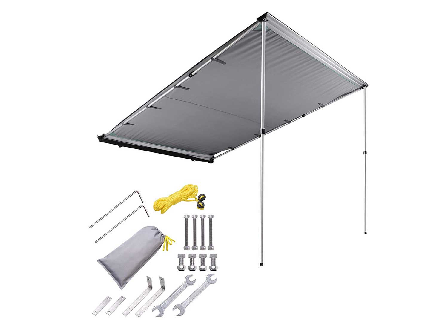 Yescom 6.6'x8.2' Car Side Awning Rooftop Pull Out Tent Shelter PU2000mm UV50+ Shade SUV Outdoor Camping Travel Grey