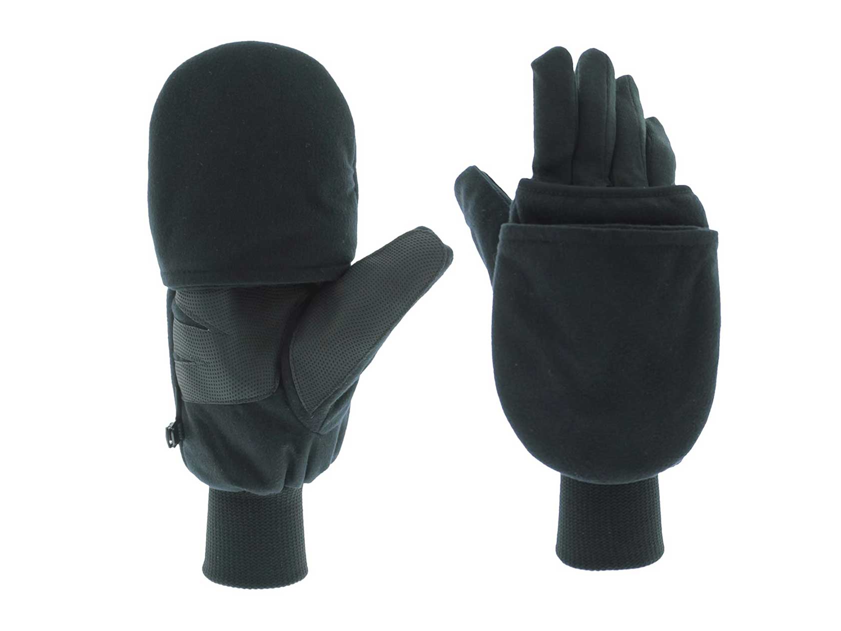 Heat Factory Gloves with Pop-Top Mittens, with Hand Heat Warmer Pockets, Black, Small