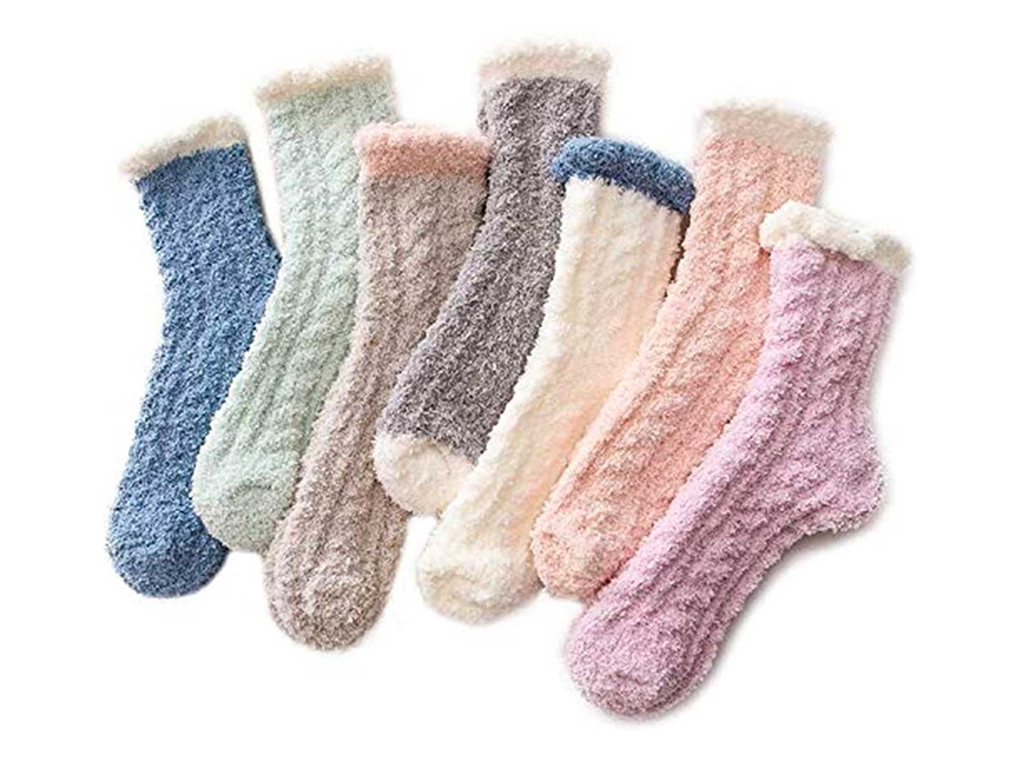 Fuzzy Warm Slipper Socks Women Super Soft Microfiber Cozy Sleeping Socks 6 or 5 Pairs