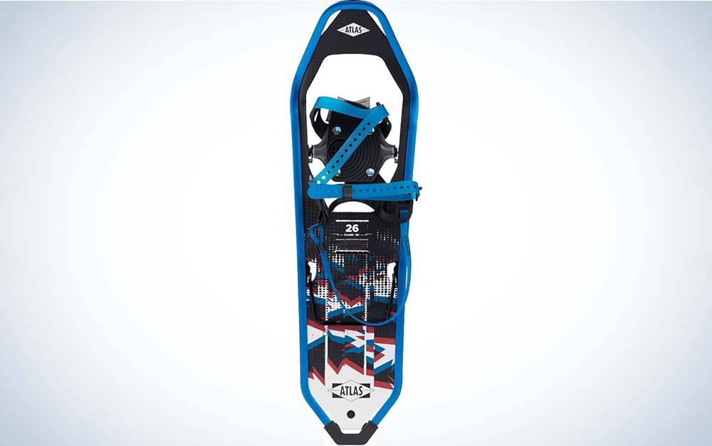 A black and blue best snowshoe