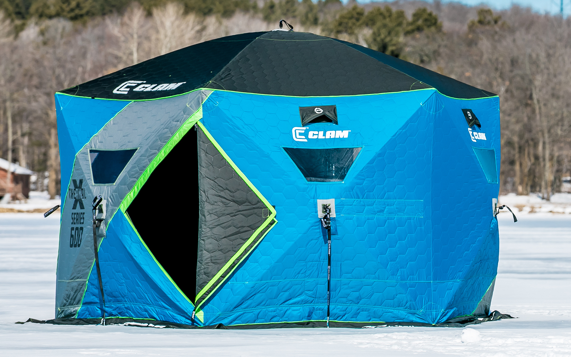 The CLAM X-600 Thermal Hub is the best ice fishing shelter for four to six people.