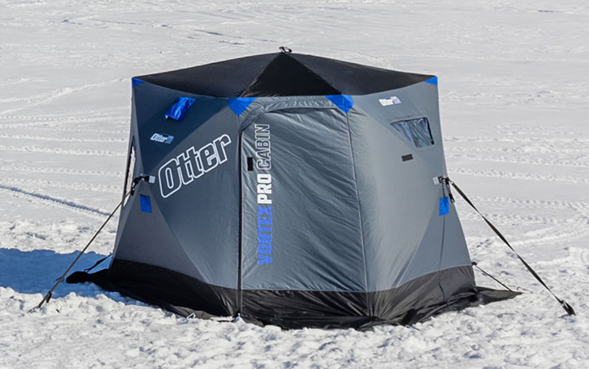 The Otter Outdoors Vortex Pro Cabin is the best ice fishing shelter for two people.