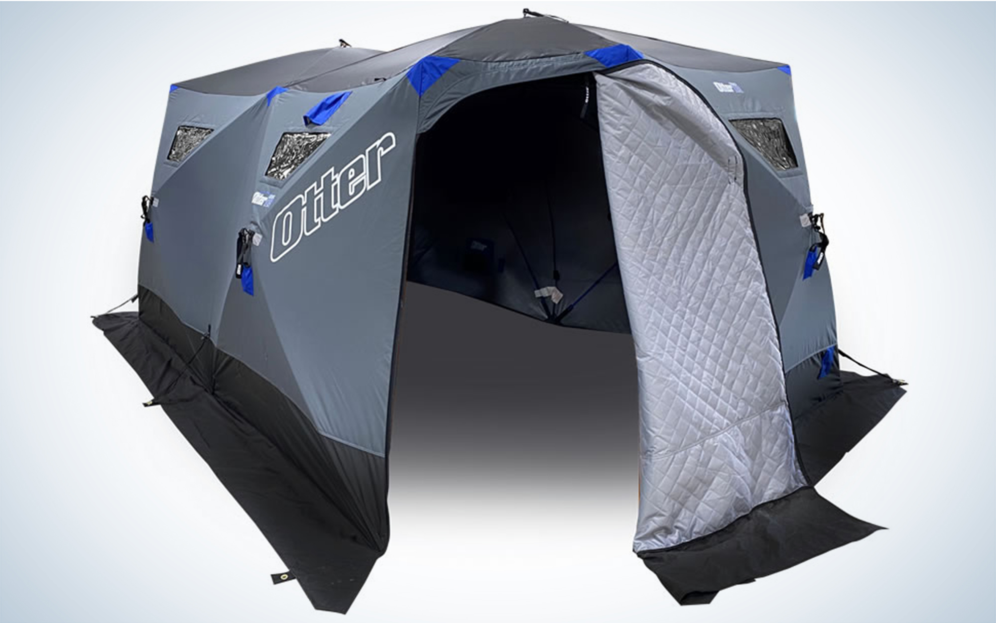 The Otter Outdoors Vortex Pro Monster Lodge is the best ice fishing shelter for ice camping.