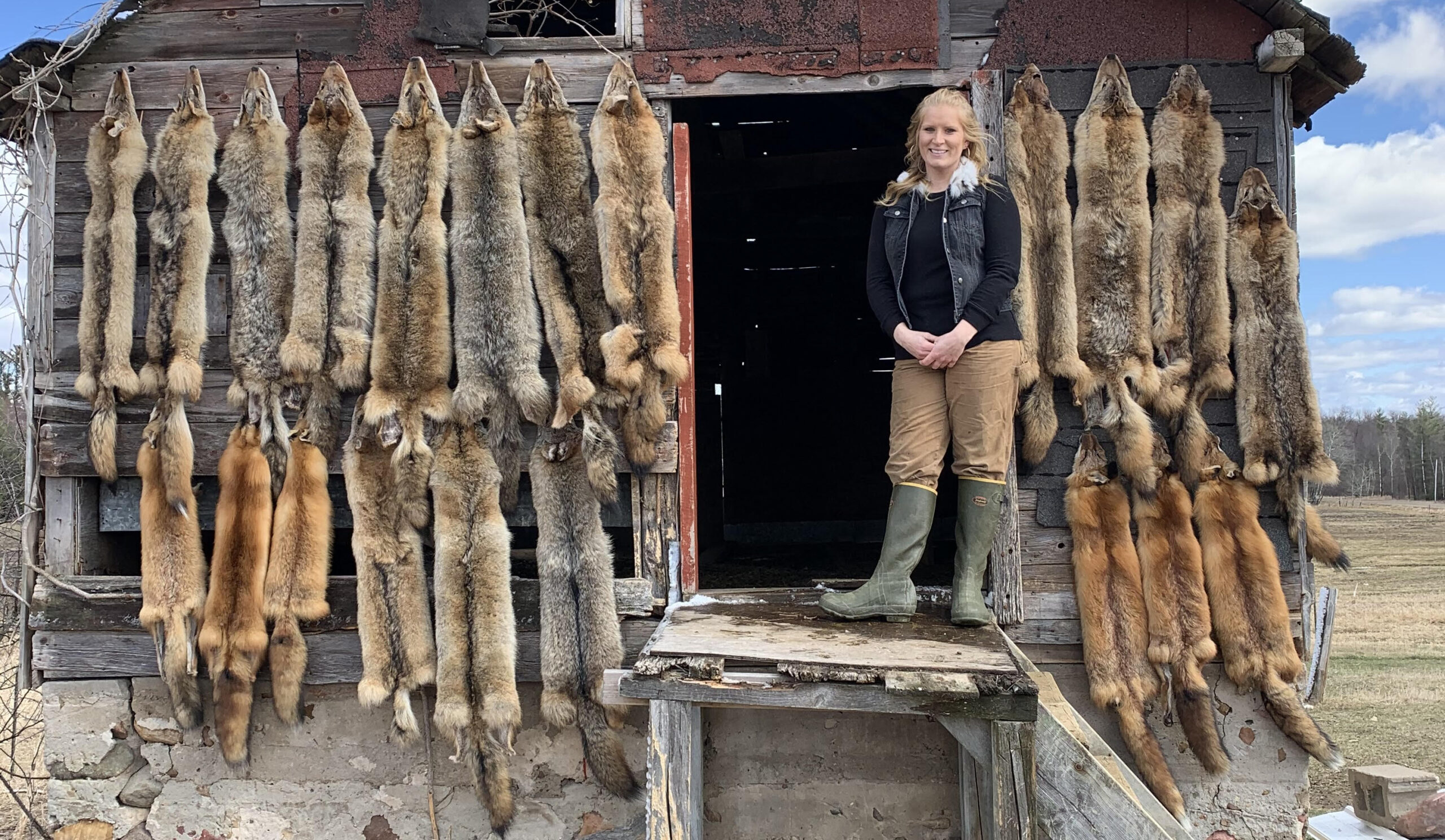 Wisconsin trapper with furs, which will last longer than meat from game.