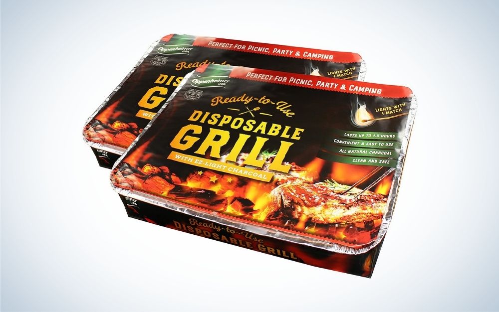 Two disposable charcoal grills