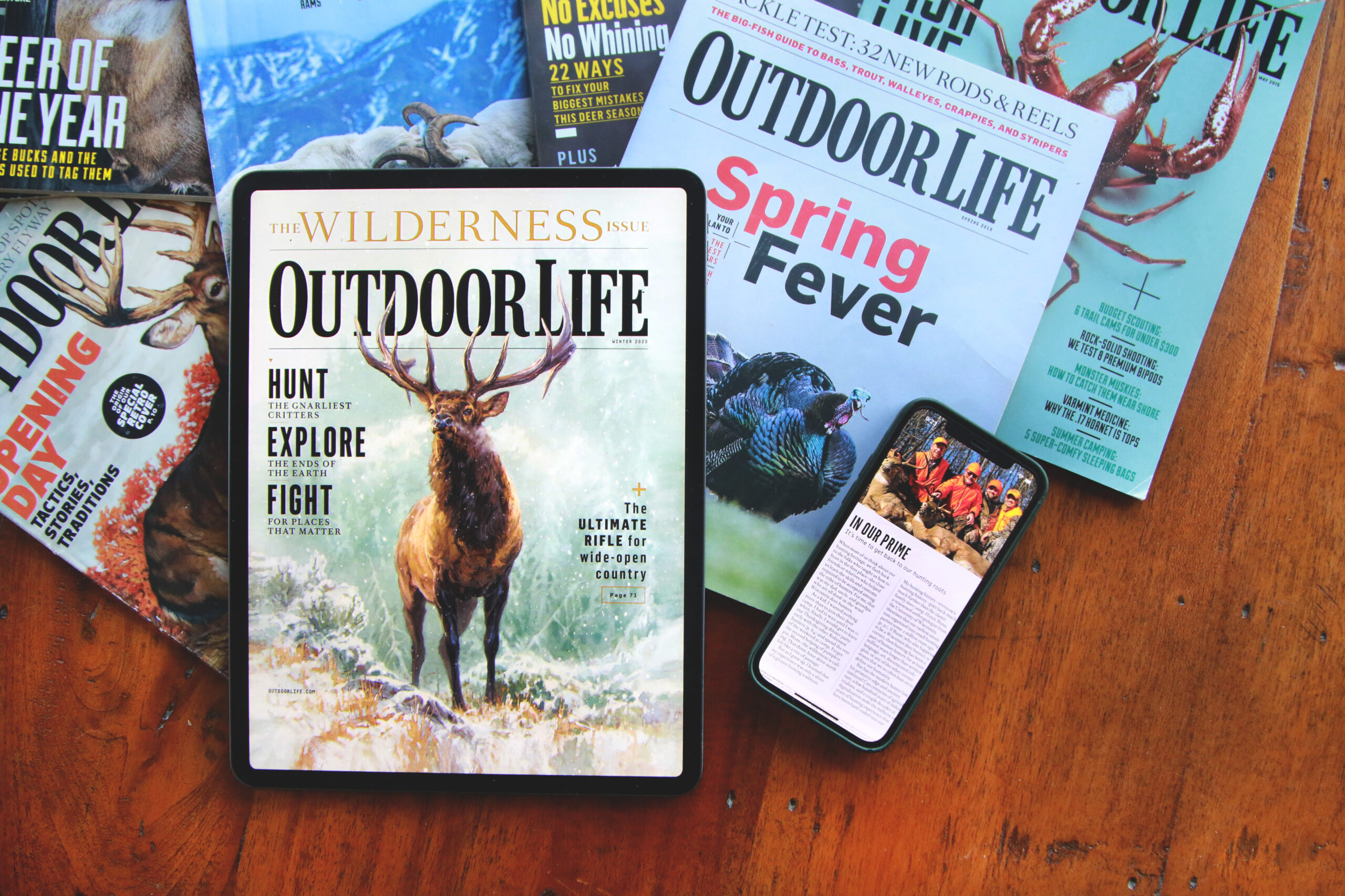 Outdoor Life digital editions on tablet and mobile.