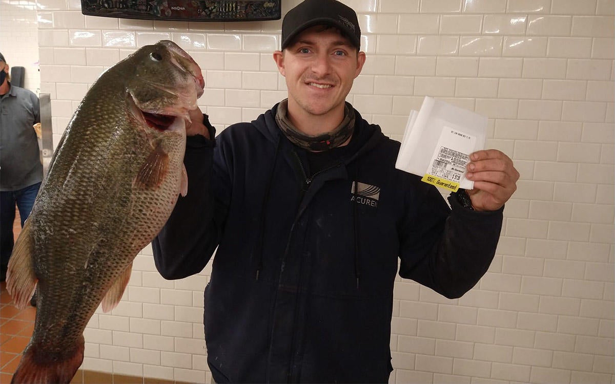 Brandon Wright's Montana state record bass weighed almost 10 pounds. 