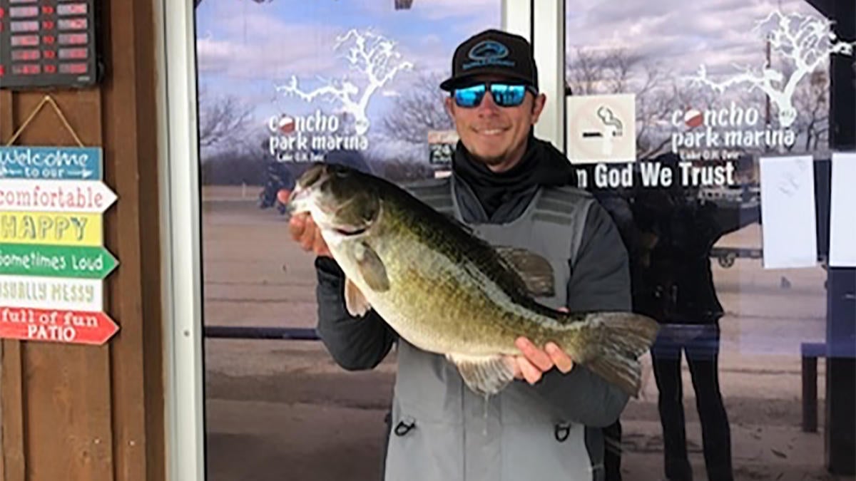 Wyatt Frankens' 'meanmouth' bass weighed more than 7 pounds.