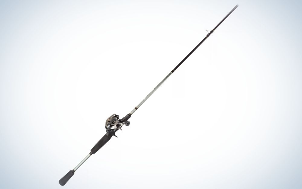 Black and gray Megacast rod and reel combo