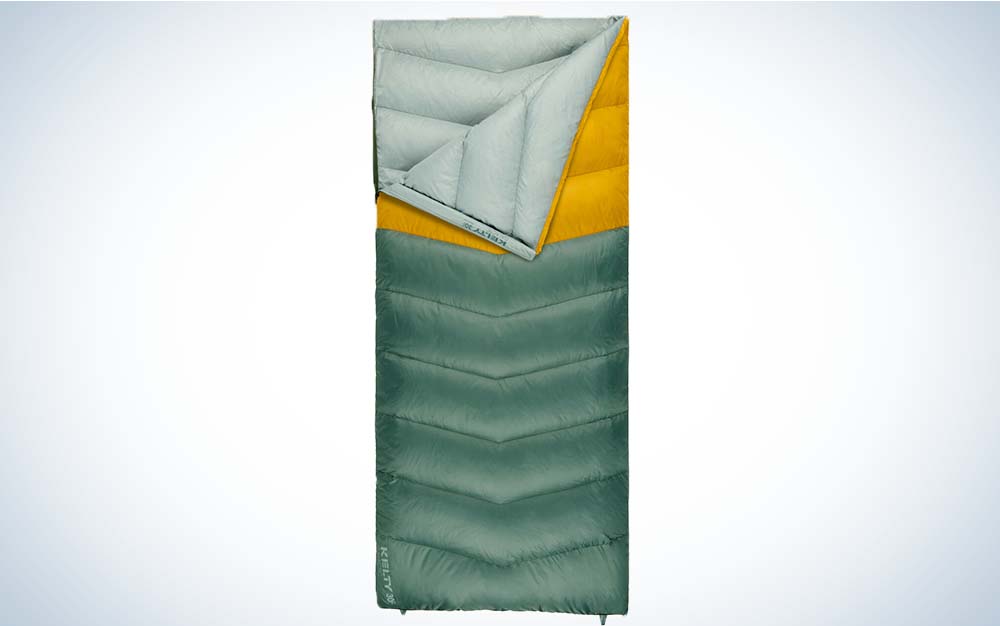 A green and yellow best sleeping bag