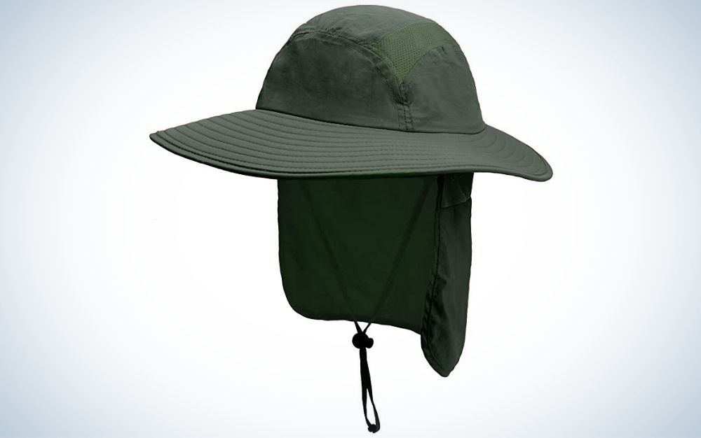 Army green, sun protection fishing hat with neck flap the best father's day gifts