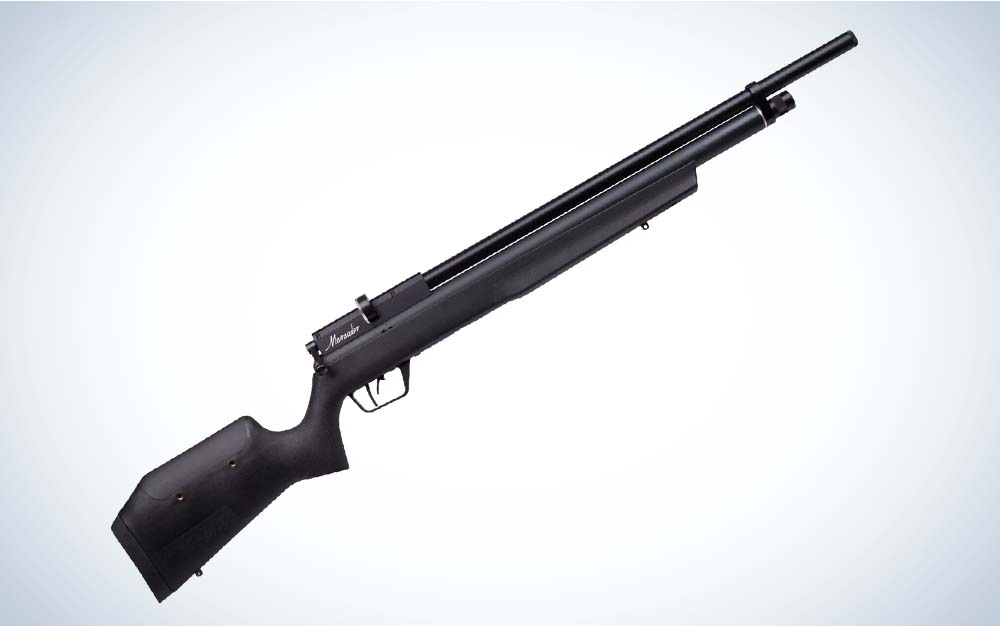 An extremely quiet air rifle that shoots .25 caliber pellets at 800 fps with excellent accuracy.