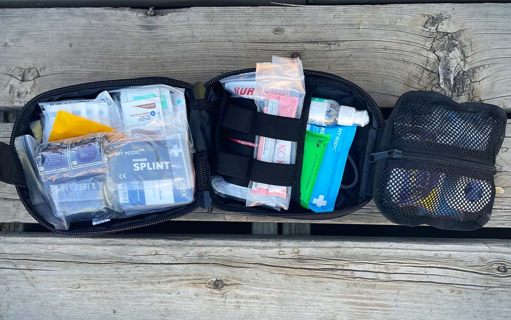 The MyFAK has well-organized supplies ranging from hydration to wound care.