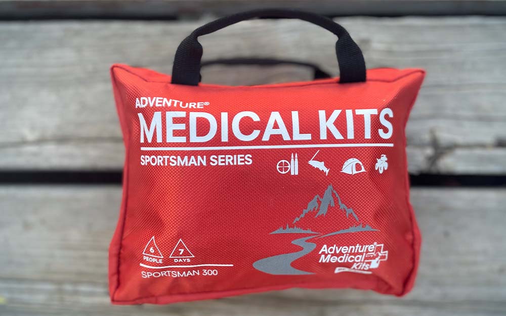A backcountry first aid kit focusing on trauma injuries.
