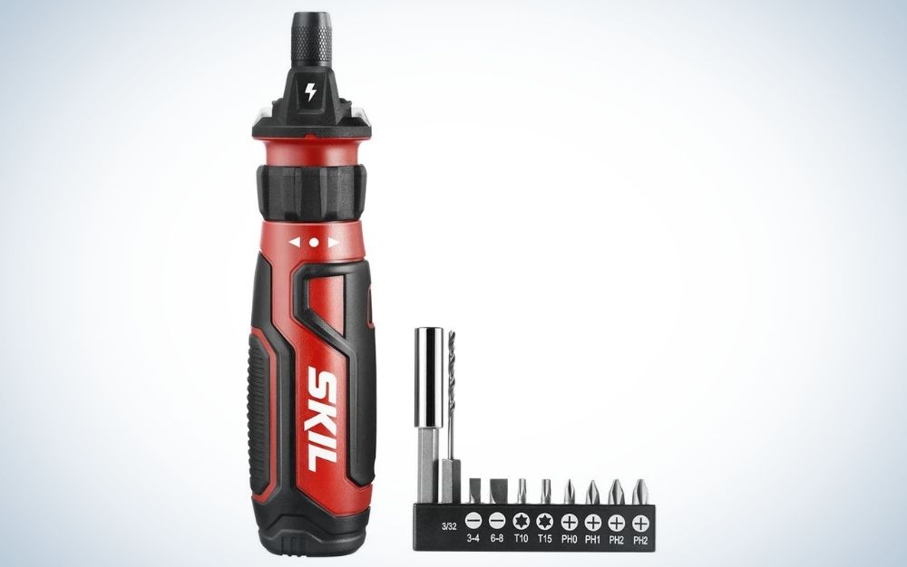 Red and black, cordless screwdriver with circuit sensor technology