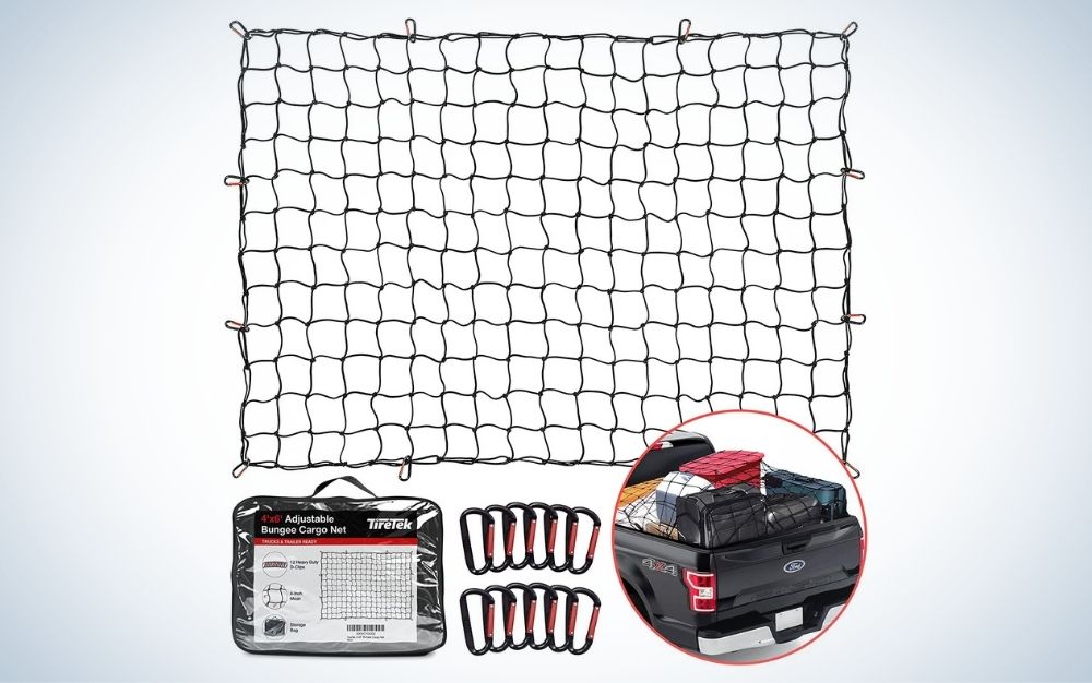 Net mesh with 12 metal carabiners truck bed extender