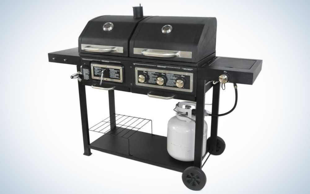 Black stainless steel, dual fuel, charcoal/gas grill