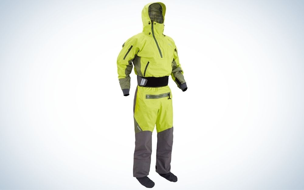 Lime and grey navigator paddling dry suit